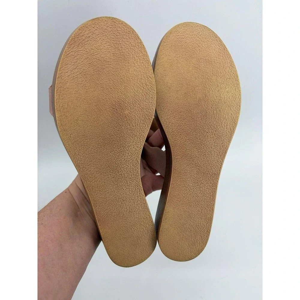 Sophia Milano Sandals, Rose Pink Flats Leather, Made in Italy, Women's Size 9.5